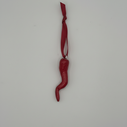 Cornetto Portafortuna Artigianale (Semplice con seta rossa) – Portachiavi Amuleto Fatto a Mano