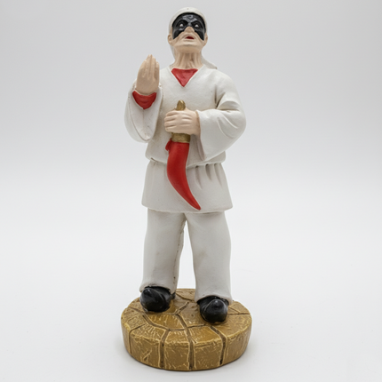 Statua Pulcinella in Resina con Corno Portafortuna - Artigianato Napoletano