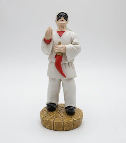 Statua Pulcinella in Resina con Corno Portafortuna - Artigianato Napoletano