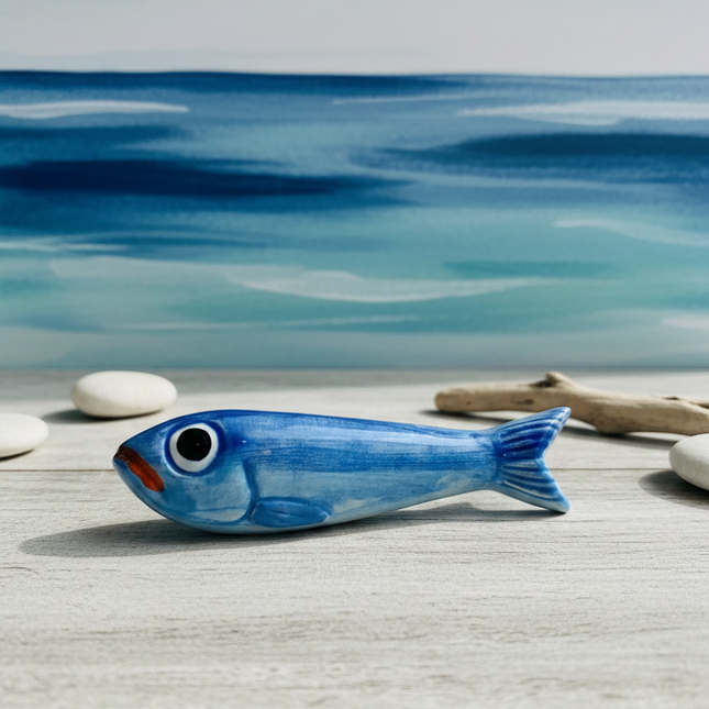 Blue Ceramic Fish Magnet – Handmade Lucky Fish Charm