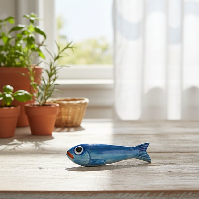 Blue Ceramic Fish Magnet – Handmade Lucky Fish Charm