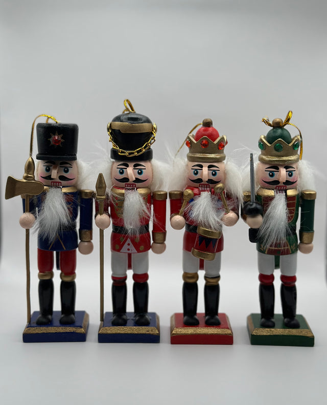 Wooden Nutcracker Hanging Set (4 or 6 Pieces) – Decorative Christmas Soldiers