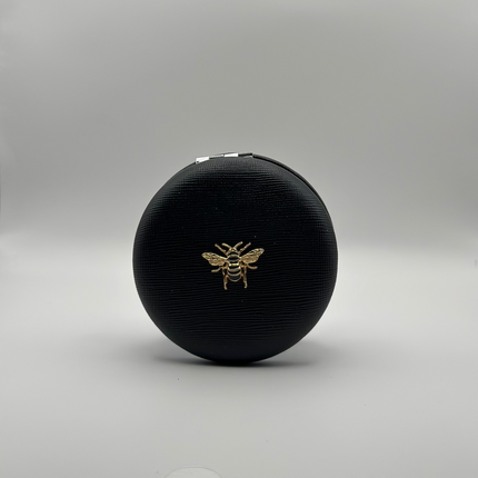 Specchietto da Borsa Rotondo in Similpelle – Con Dettaglio Ape (Nero, Rosa, Panna)