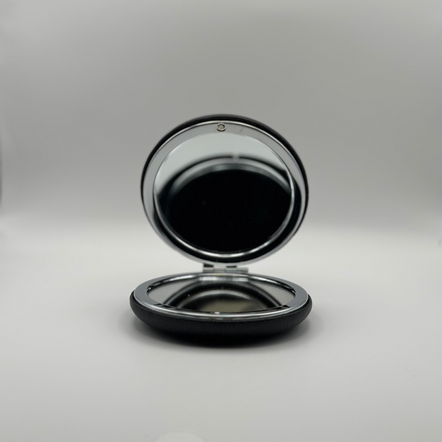 Specchietto da Borsa Rotondo in Similpelle – Con Dettaglio Ape (Nero, Rosa, Panna)