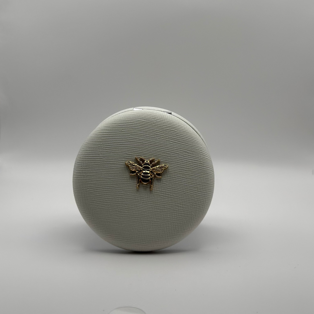 Specchietto da Borsa Rotondo in Similpelle – Con Dettaglio Ape (Nero, Rosa, Panna)