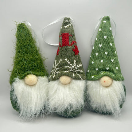 Set 3 Gnomi di Natale in Tessuto - Addobbi per l'Albero o Decorazione Casa