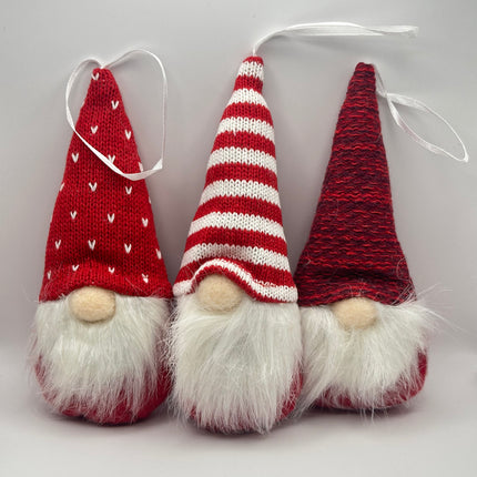 Set 3 Gnomi di Natale in Tessuto - Addobbi per l'Albero o Decorazione Casa
