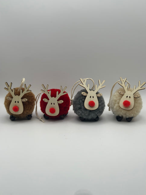 4 Renne in Morbido Tessuto - Addobbo per Albero di Natale