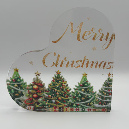 Targhetta Cuore "Merry Christmas" in Acrilico