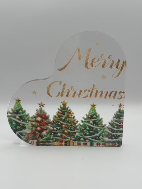 Targhetta Cuore "Merry Christmas" in Acrilico