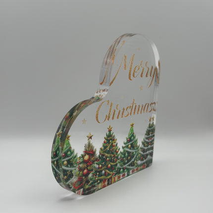Targhetta Cuore "Merry Christmas" in Acrilico