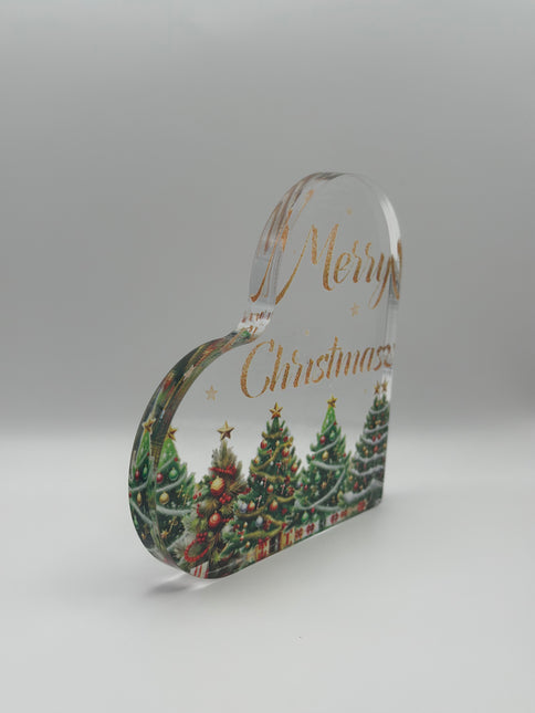 Targhetta Cuore "Merry Christmas" in Acrilico
