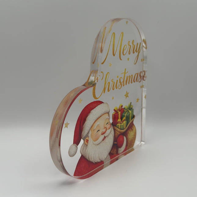 Targhetta Cuore "Merry Christmas" in Acrilico