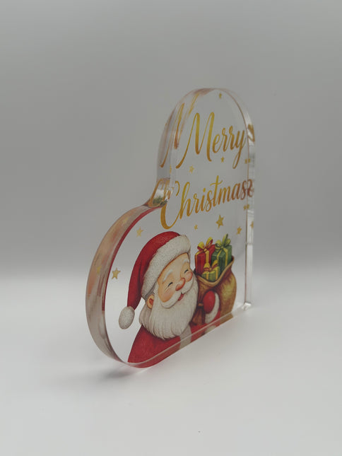 Targhetta Cuore "Merry Christmas" in Acrilico