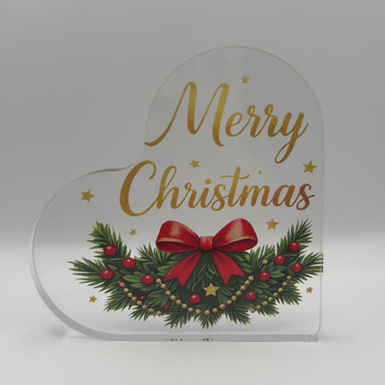 Targhetta Cuore "Merry Christmas" in Acrilico