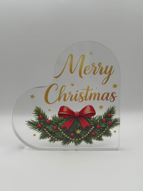Targhetta Cuore "Merry Christmas" in Acrilico