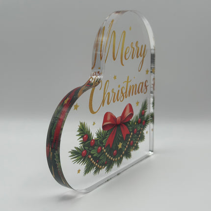 Targhetta Cuore "Merry Christmas" in Acrilico