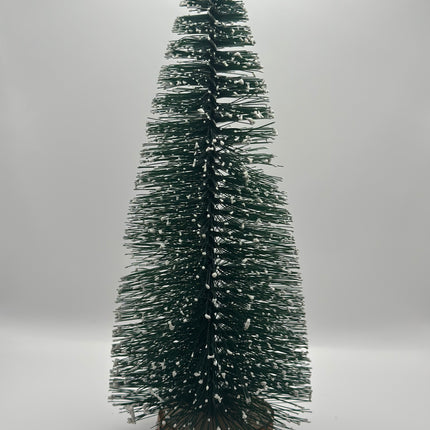 Mini Albero di Natale Effetto Neve su Base in Legno Naturale - 5 Altezze a Scelta