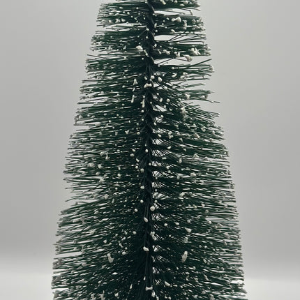 Mini Albero di Natale Effetto Neve su Base in Legno Naturale - 5 Altezze a Scelta