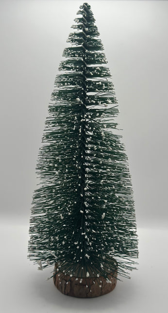 Mini Albero di Natale Effetto Neve su Base in Legno Naturale - 5 Altezze a Scelta