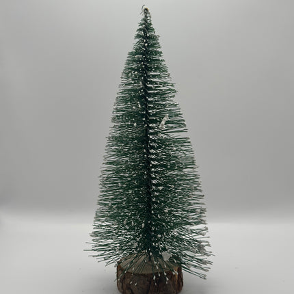 Mini Albero di Natale Effetto Neve su Base in Legno Naturale - 5 Altezze a Scelta