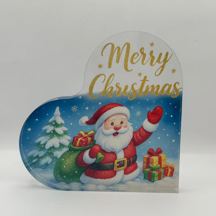Targhetta Cuore "Merry Christmas" in Acrilico