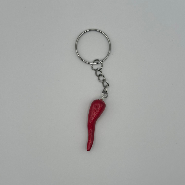 Cornicello Portafortuna Artigianale (Argento) – Portachiavi Amuleto Fatto a Mano