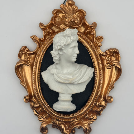 Busto di Apollo in Rilievo in Cornice Barocca - Decorazione Artigianale Fatta a Mano