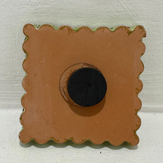 Francobollo Calamitato in Ceramica - Decoro Maioliche Dipinto a Mano (6x6 cm)