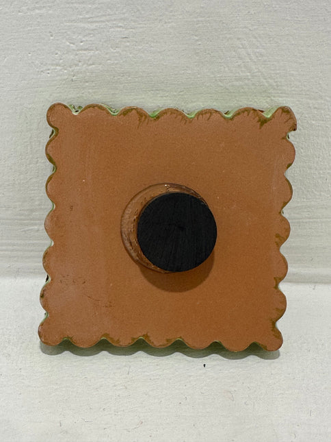 Francobollo Calamitato in Ceramica - Decoro Maioliche Dipinto a Mano (6x6 cm)