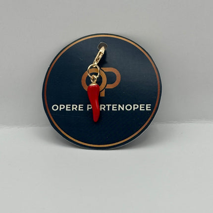 Set 3 Cornicelli Rosso Portafortuna - Ciondolo in Metallo con Gancetto Oro