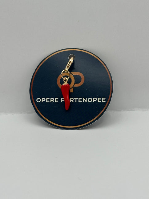 Set 3 Cornicelli Rosso Portafortuna - Ciondolo in Metallo con Gancetto Oro