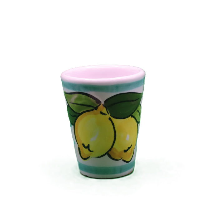 Bicchierino in Ceramica con Limoni - Collezione Righe Colorate-idea regalo.