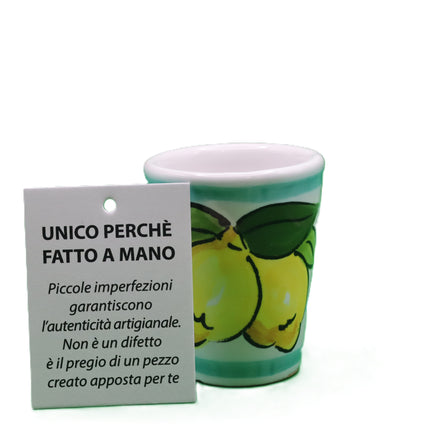 Bicchierino in Ceramica con Limoni - Collezione Righe Colorate-idea regalo.