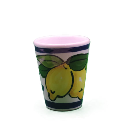 Bicchierino in Ceramica con Limoni - Collezione Righe Colorate-idea regalo.