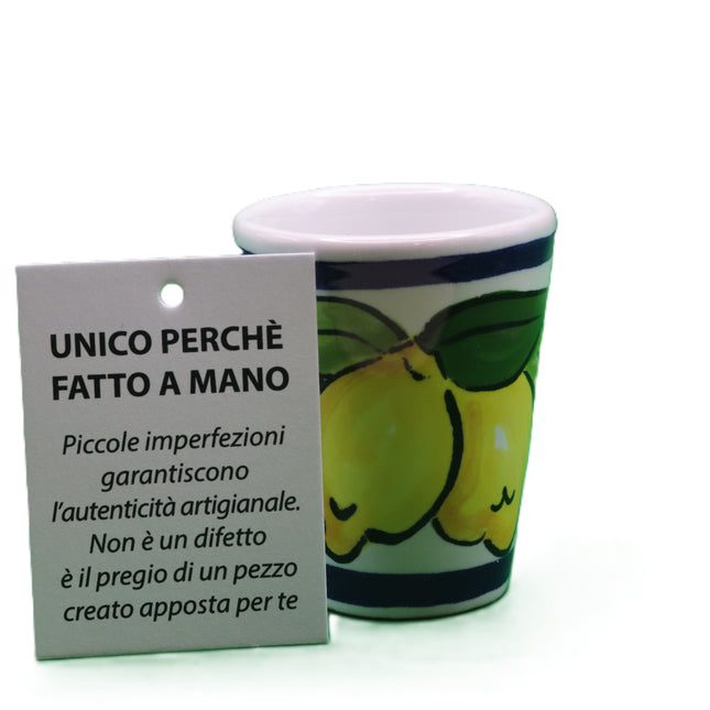 Bicchierino in Ceramica con Limoni - Collezione Righe Colorate-idea regalo.