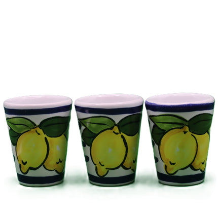 Bicchierino in Ceramica con Limoni - Collezione Righe Colorate-idea regalo.