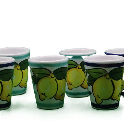 Bicchierino in Ceramica con Limoni - Collezione Righe Colorate-idea regalo.