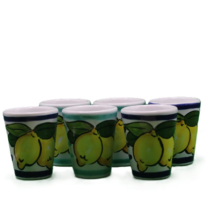Bicchierino in Ceramica con Limoni - Collezione Righe Colorate-idea regalo.