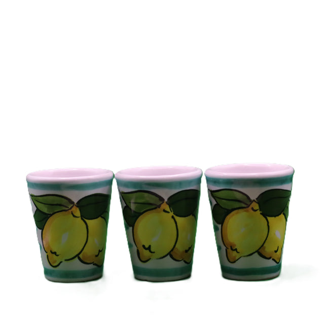 Bicchierino in Ceramica con Limoni - Collezione Righe Colorate-idea regalo.