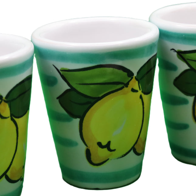 Bicchierino in Ceramica con Limoni - Collezione Righe Colorate-idea regalo.