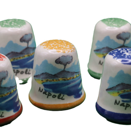 Ditale in Ceramica Artigianale - Veduta di Napoli Dipinta a Mano