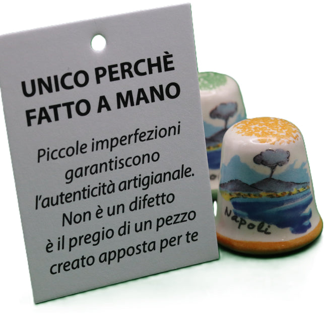 Ditale in Ceramica Artigianale - Veduta di Napoli Dipinta a Mano