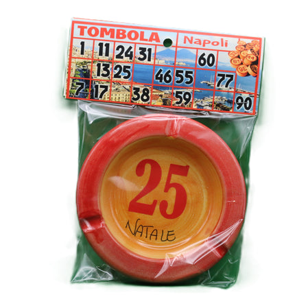 Posacenere in Ceramica Decorata - Numeri Tombola Napoletana e Smorfia - Artigianato Tipico Napoletano - Idea Regalo Napoli
