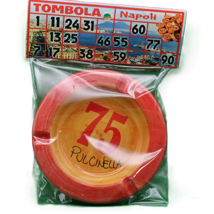 Posacenere in Ceramica Decorata - Numeri Tombola Napoletana e Smorfia - Artigianato Tipico Napoletano - Idea Regalo Napoli
