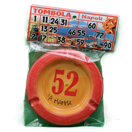 Posacenere in Ceramica Decorata - Numeri Tombola Napoletana e Smorfia - Artigianato Tipico Napoletano - Idea Regalo Napoli