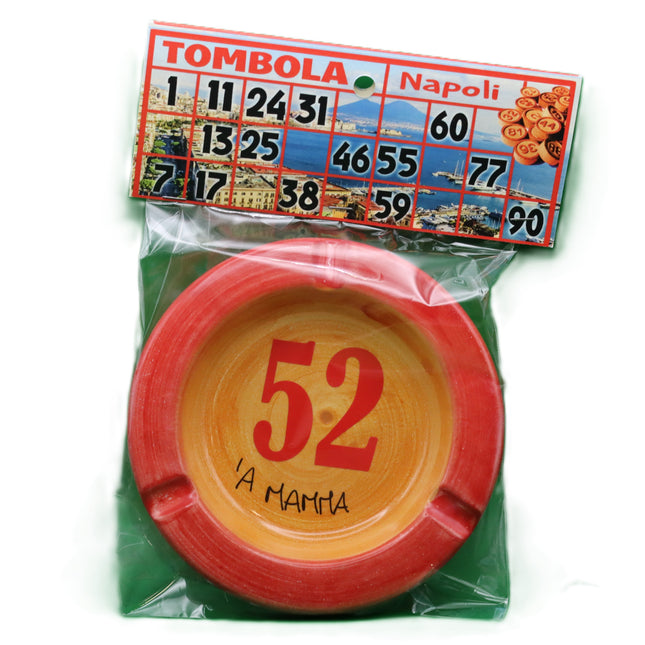 Posacenere in Ceramica Decorata - Numeri Tombola Napoletana e Smorfia - Artigianato Tipico Napoletano - Idea Regalo Napoli