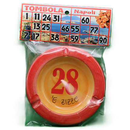 Posacenere in Ceramica Decorata - Numeri Tombola Napoletana e Smorfia - Artigianato Tipico Napoletano - Idea Regalo Napoli