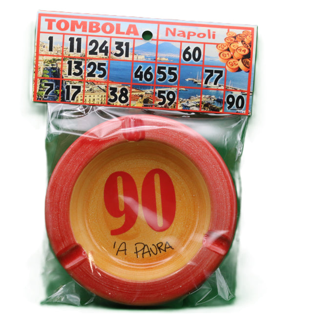 Posacenere in Ceramica Decorata - Numeri Tombola Napoletana e Smorfia - Artigianato Tipico Napoletano - Idea Regalo Napoli