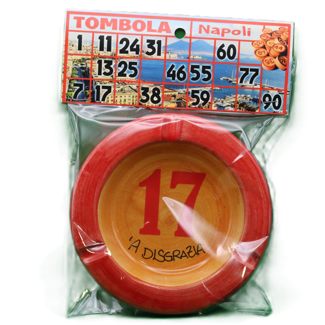 Posacenere in Ceramica Decorata - Numeri Tombola Napoletana e Smorfia - Artigianato Tipico Napoletano - Idea Regalo Napoli